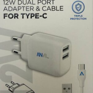 מטען עם כבל 12W Type c ANVIL